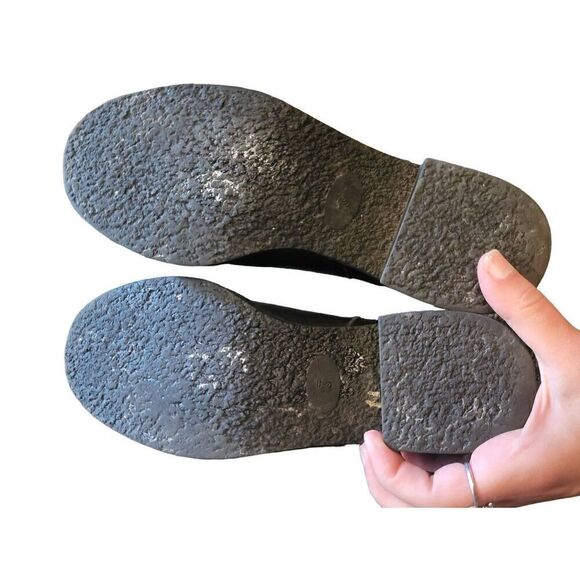 Depp Asos Boots Women's 6 Black Leather Pull On Chelsea Block Heel 90s Spain - Picture 2 of 6